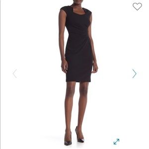 Calvin Klein solid ruched crepe sheath dress